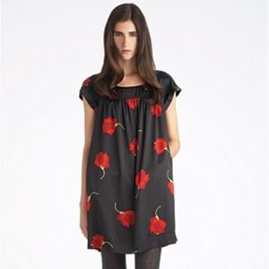 Vintage DKNY Donna Karan New York Silk Rose Floral Mini Dress Size 8 Medium